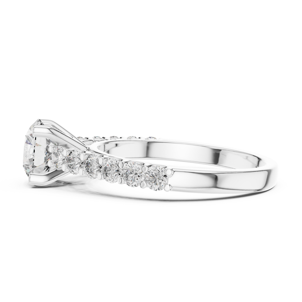 1 CT Round Pavé Solitaire Engagement Ring | 925 Sterling Silver & 18K Plating