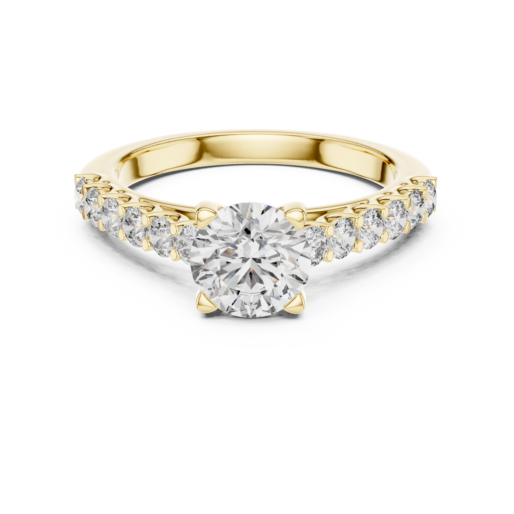 1 CT Round Pavé Solitaire Engagement Ring | 925 Sterling Silver & 18K Plating