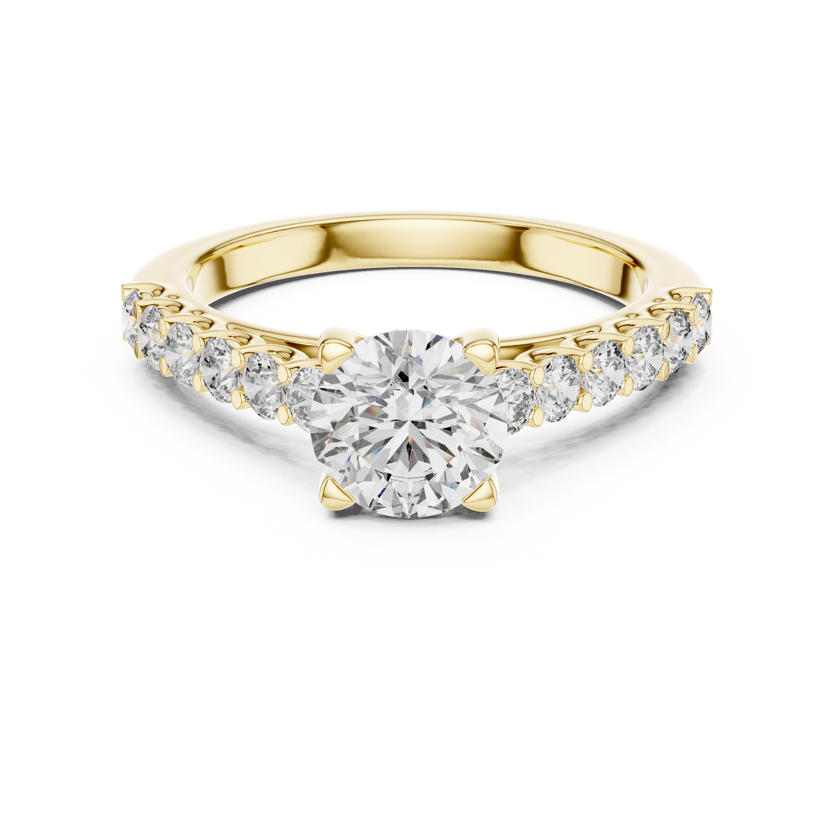 1 CT Round Pavé Solitaire Engagement Ring | 925 Sterling Silver & 18K Plating