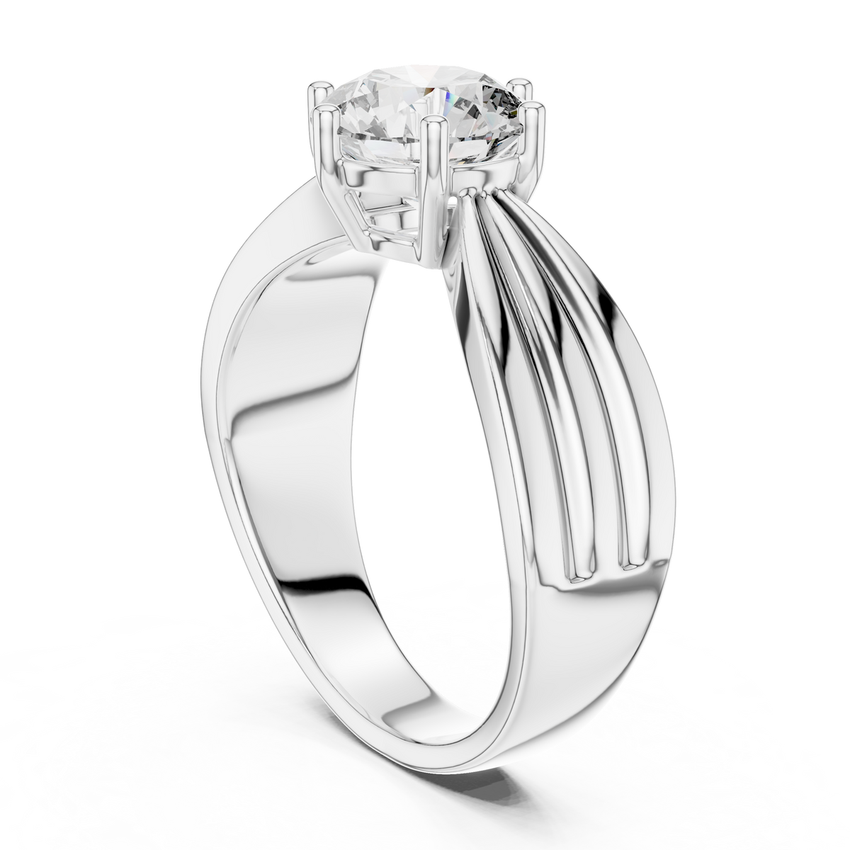 1.25 CT Round Solitaire Engagement Ring | Sculpted 925 Sterling Silver
