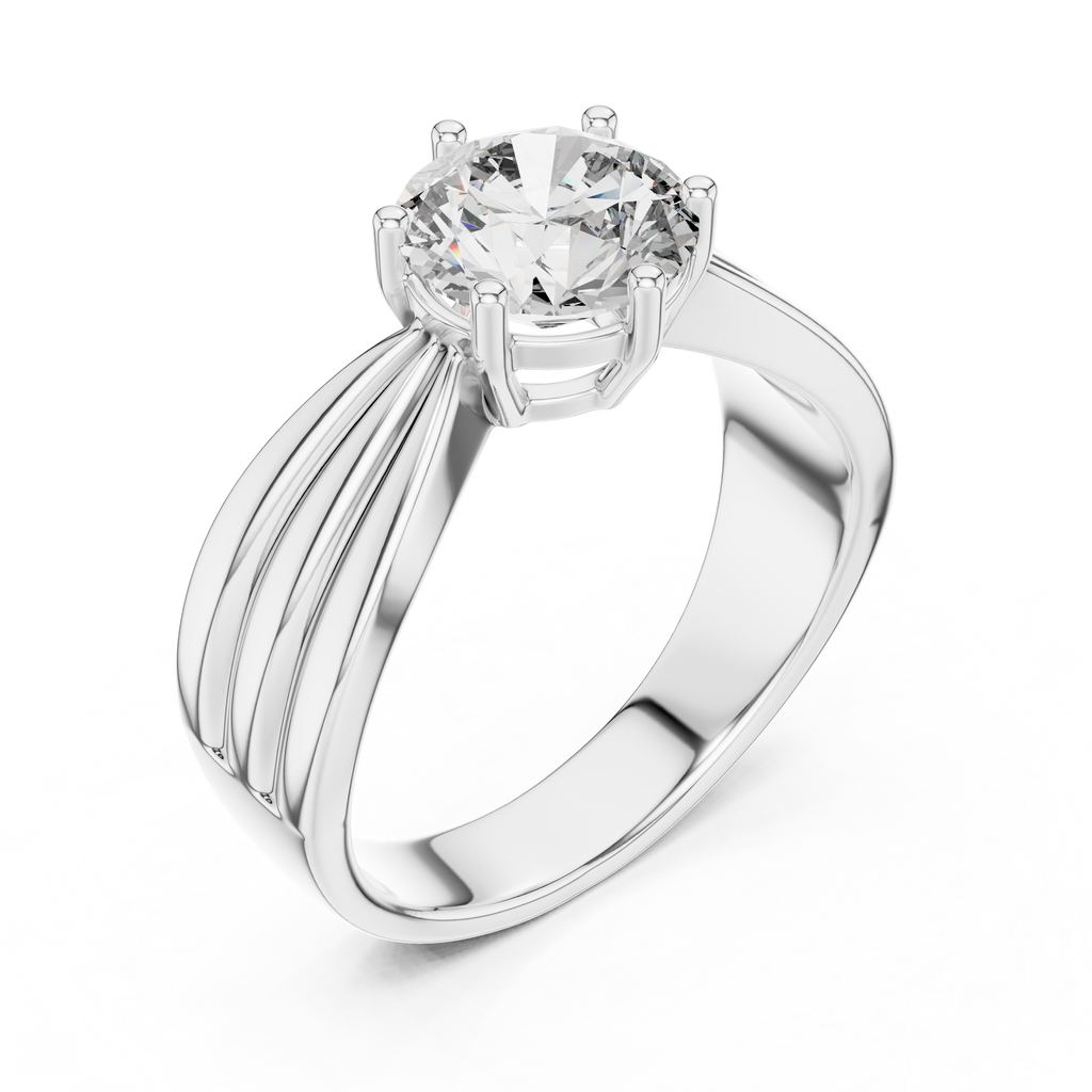 1.25 CT Round Solitaire Engagement Ring | Sculpted 925 Sterling Silver