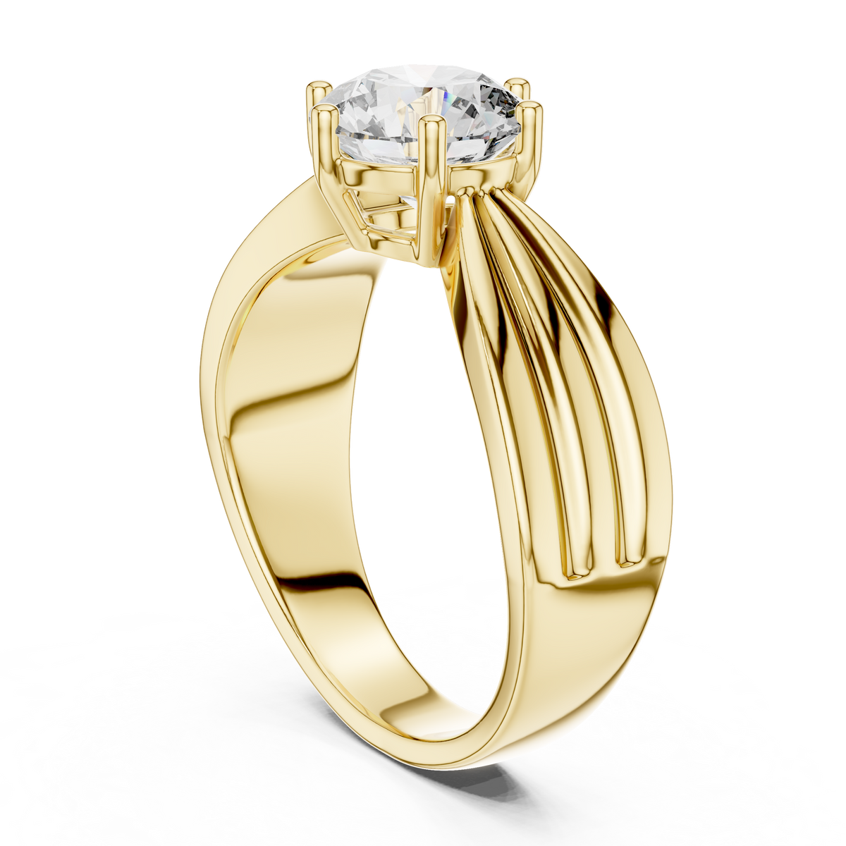 1.25 CT Round Solitaire Engagement Ring | Sculpted 925 Sterling Silver