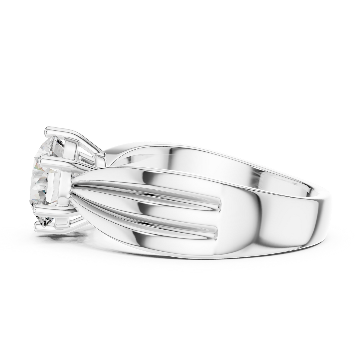 1.25 CT Round Solitaire Engagement Ring | Sculpted 925 Sterling Silver