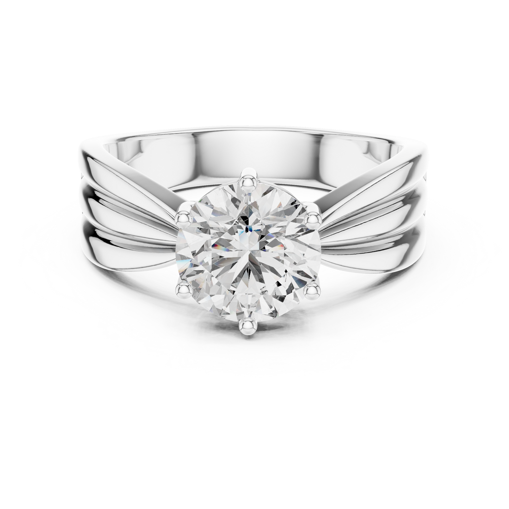 1.25 CT Round Solitaire Engagement Ring | Sculpted 925 Sterling Silver