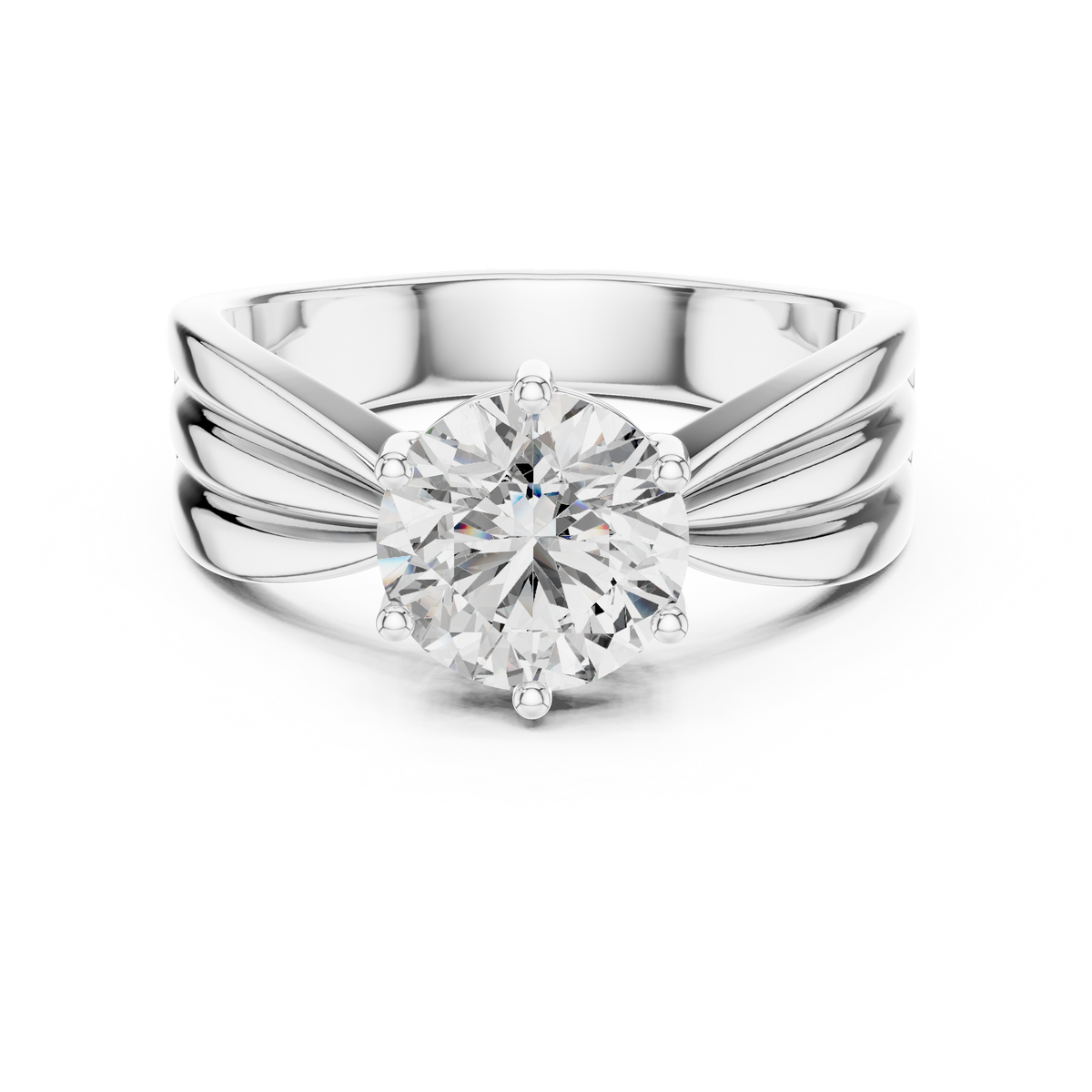 1.25 CT Round Solitaire Engagement Ring | Sculpted 925 Sterling Silver