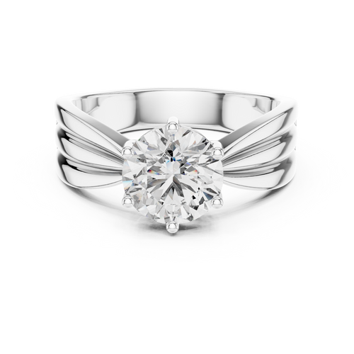 1.25 CT Round Solitaire Engagement Ring | Sculpted 925 Sterling Silver