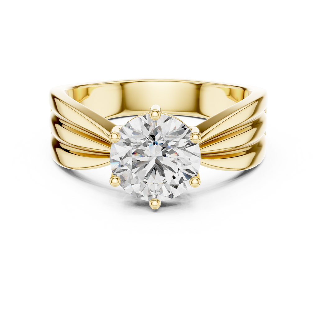1.25 CT Round Solitaire Engagement Ring | Sculpted 925 Sterling Silver