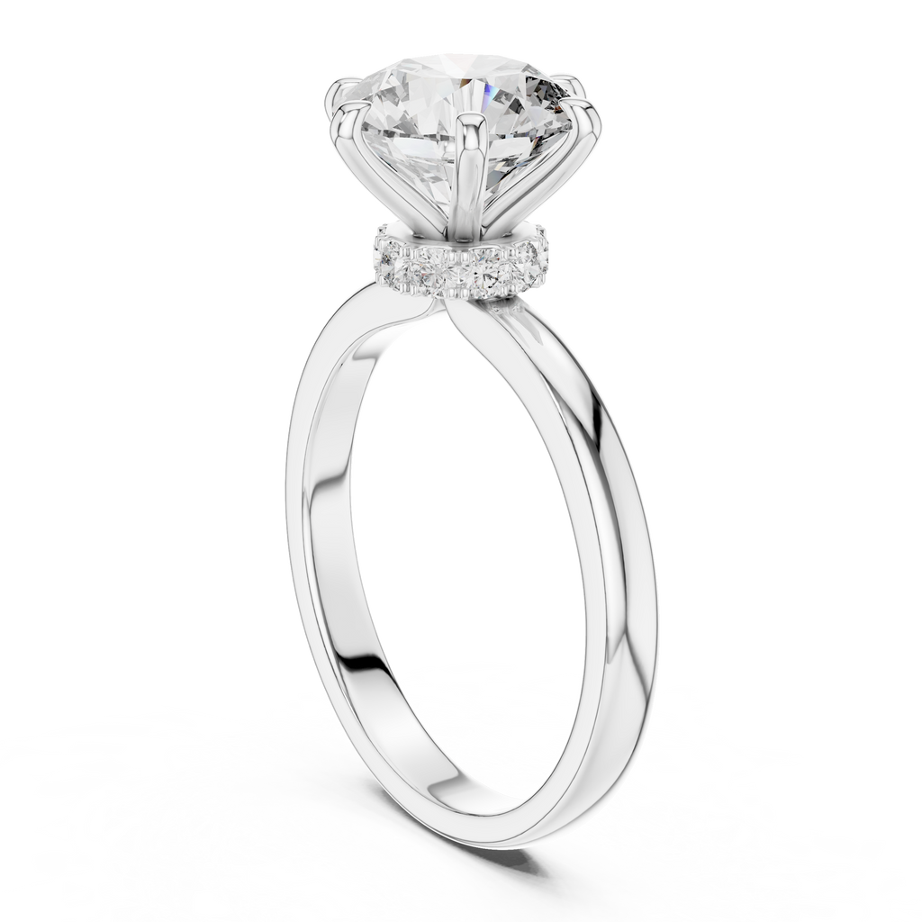 2 CT Round Solitaire Engagement Ring with Pavé Accents | 925 Sterling Silver