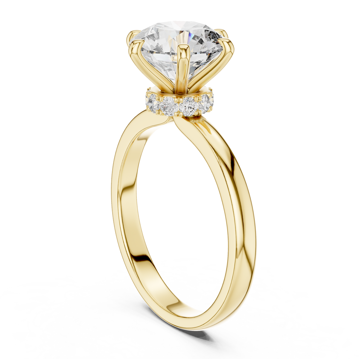 2 CT Round Solitaire Engagement Ring with Pavé Accents | 925 Sterling Silver