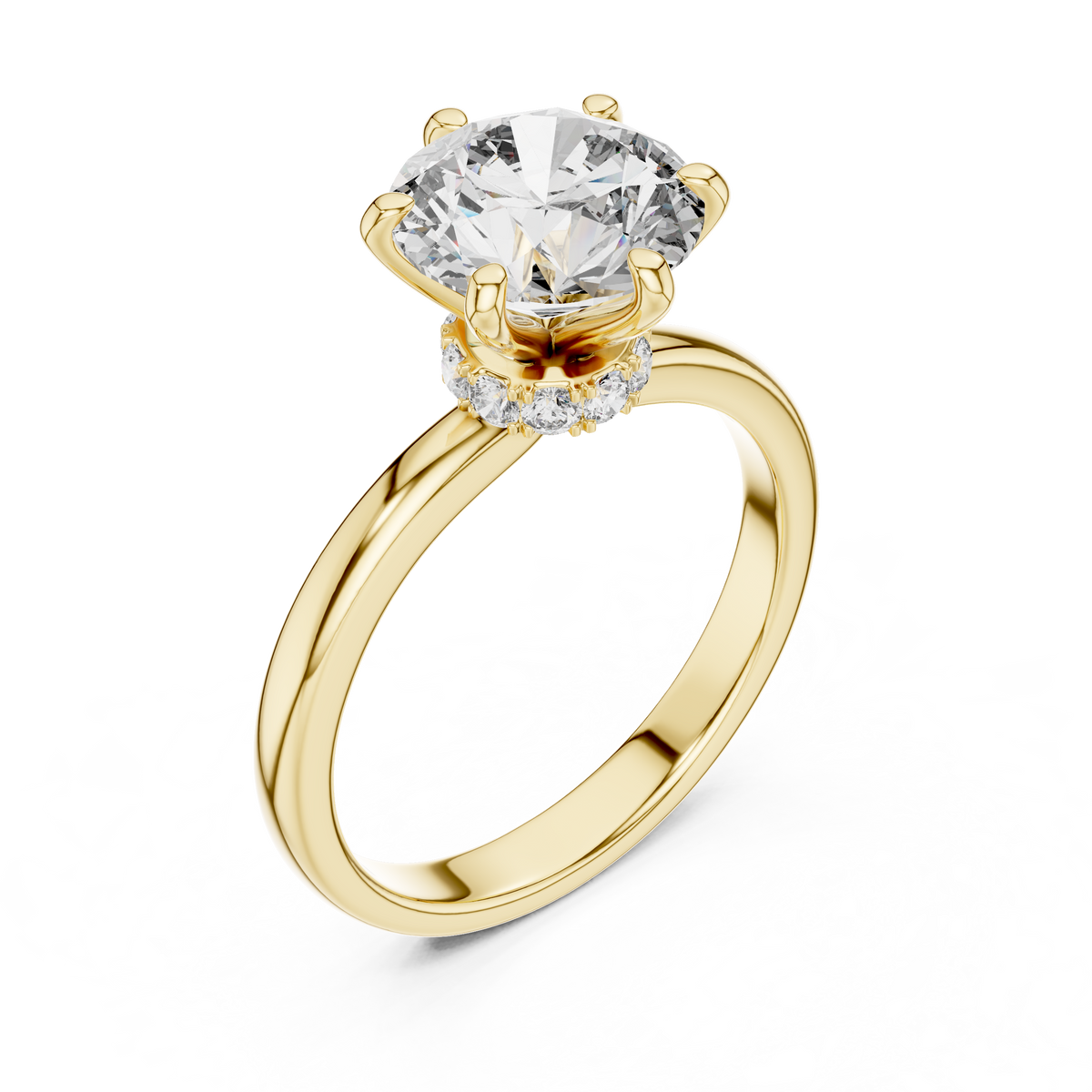 2 CT Round Solitaire Engagement Ring with Pavé Accents | 925 Sterling Silver