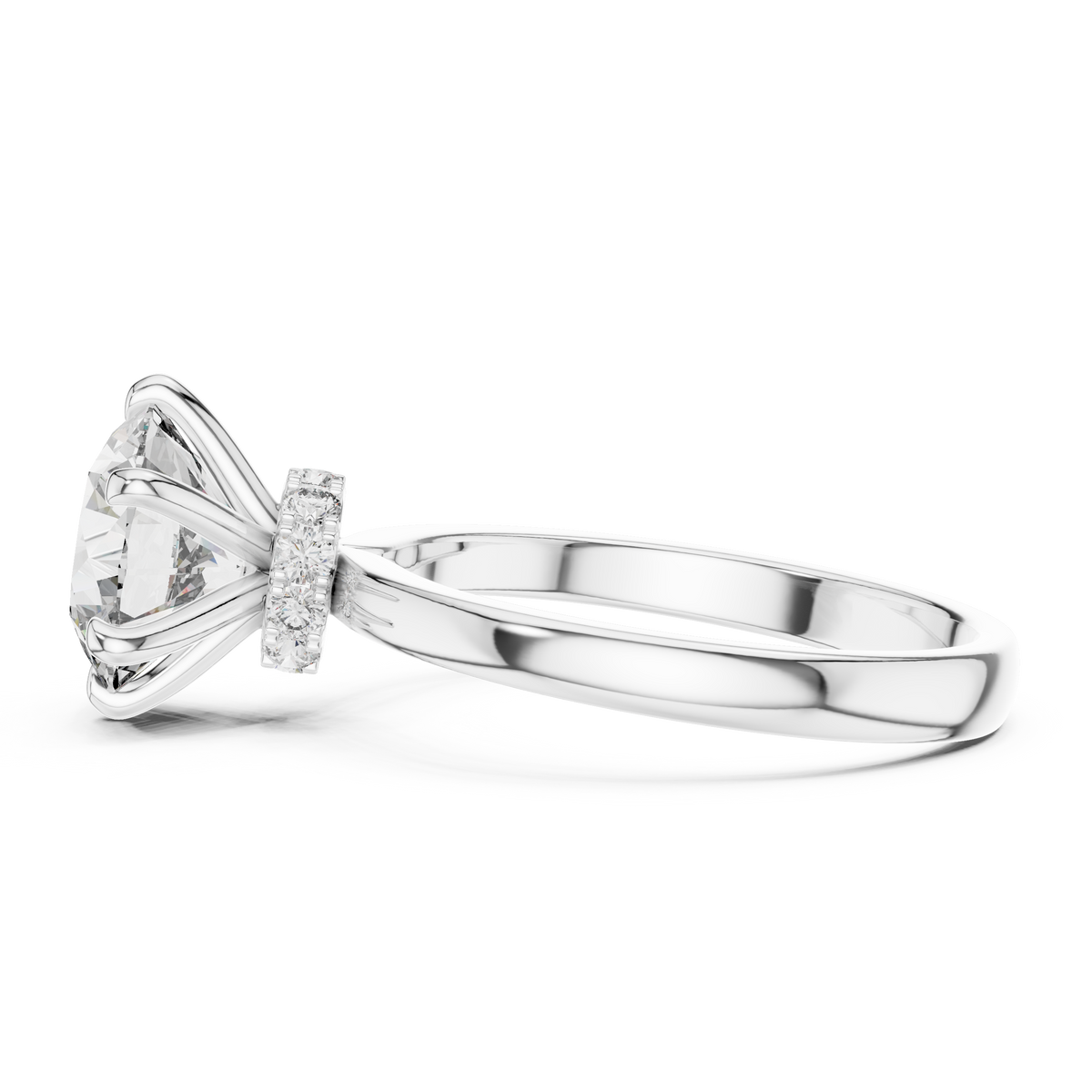 2 CT Round Solitaire Engagement Ring with Pavé Accents | 925 Sterling Silver