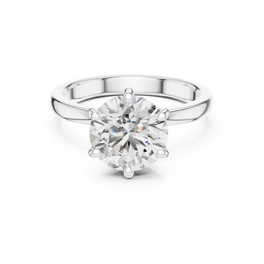 2 CT Round Solitaire Engagement Ring with Pavé Accents | 925 Sterling Silver