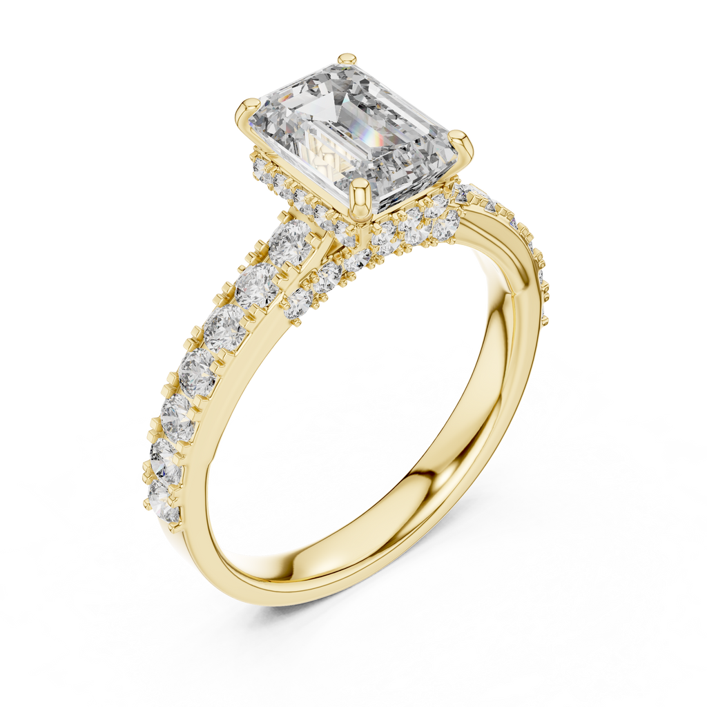 1.67 CT Emerald-Cut Engagement Ring with Pavé Accents | 925 Sterling Silver
