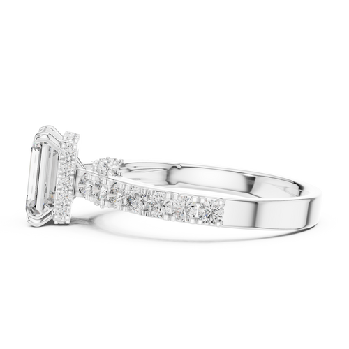 1.67 CT Emerald-Cut Engagement Ring with Pavé Accents | 925 Sterling Silver