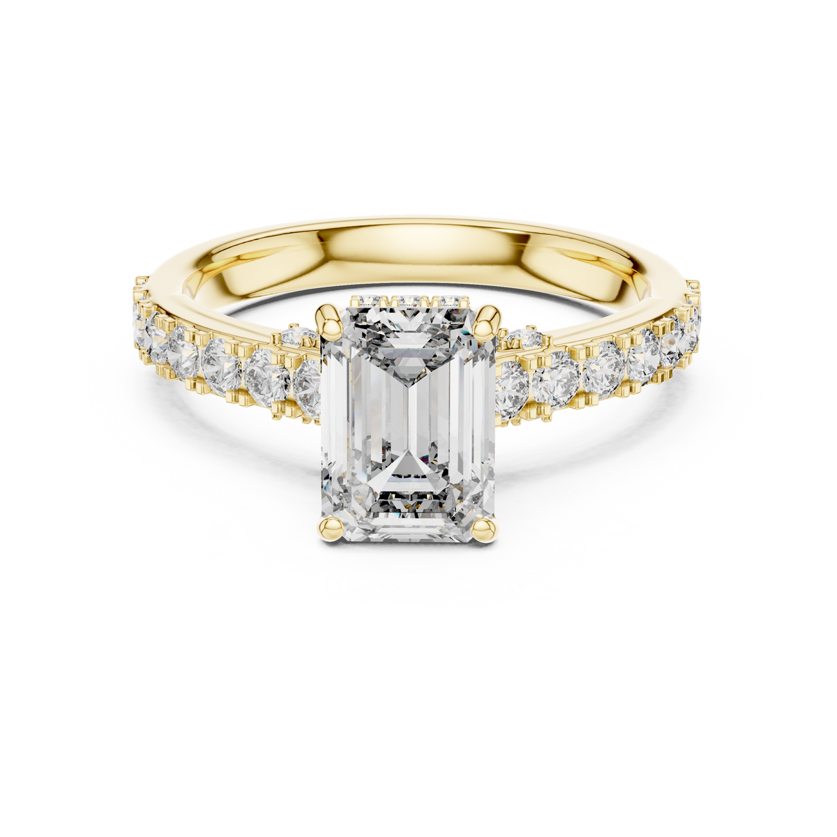 1.67 CT Emerald-Cut Engagement Ring with Pavé Accents | 925 Sterling Silver