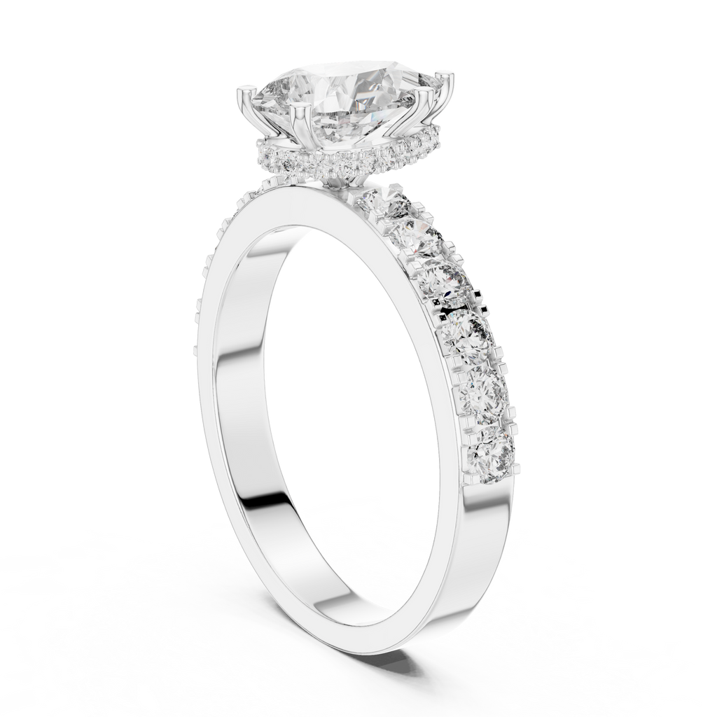 1.10 CT Pear-Cut Engagement Ring with Pavé Accents | 925 Sterling Silver