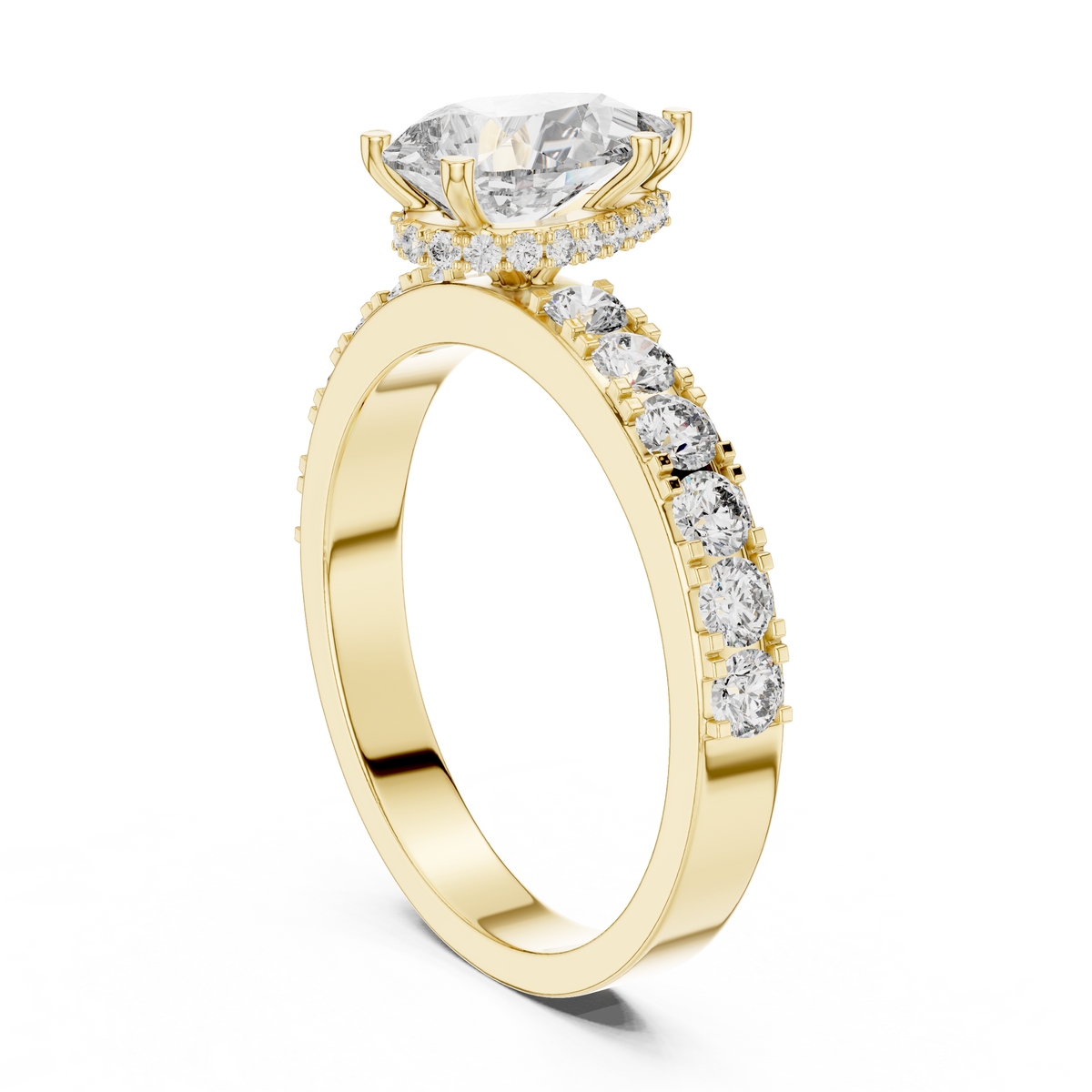 1.10 CT Pear-Cut Engagement Ring with Pavé Accents | 925 Sterling Silver