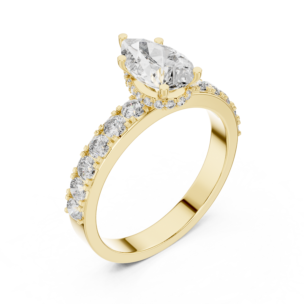1.10 CT Pear-Cut Engagement Ring with Pavé Accents | 925 Sterling Silver