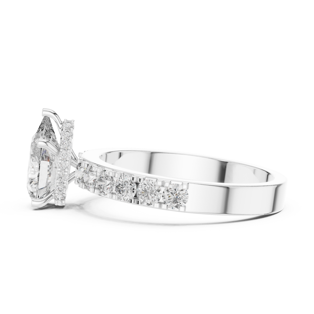 1.10 CT Pear-Cut Engagement Ring with Pavé Accents | 925 Sterling Silver
