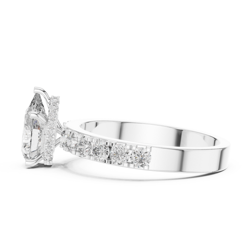 1.10 CT Pear-Cut Engagement Ring with Pavé Accents | 925 Sterling Silver