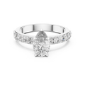 1.10 CT Pear-Cut Engagement Ring with Pavé Accents | 925 Sterling Silver