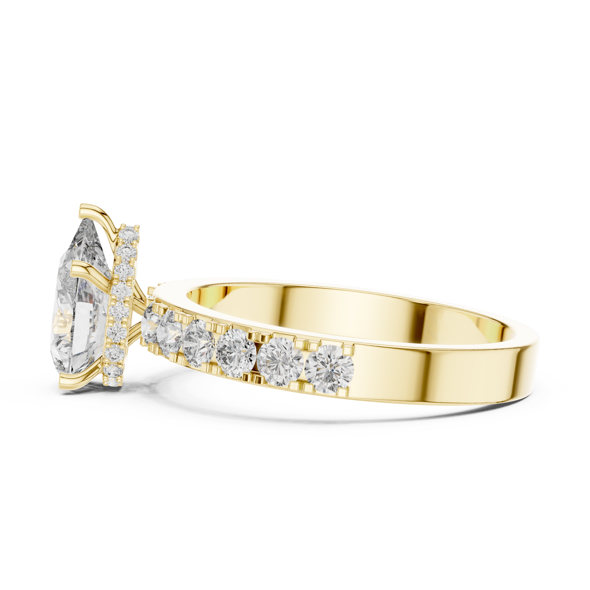 1.10 CT Pear-Cut Engagement Ring with Pavé Accents | 925 Sterling Silver