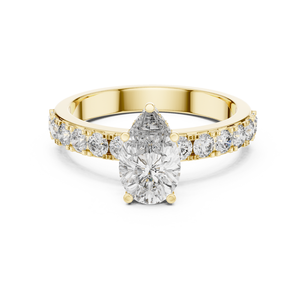 1.10 CT Pear-Cut Engagement Ring with Pavé Accents | 925 Sterling Silver