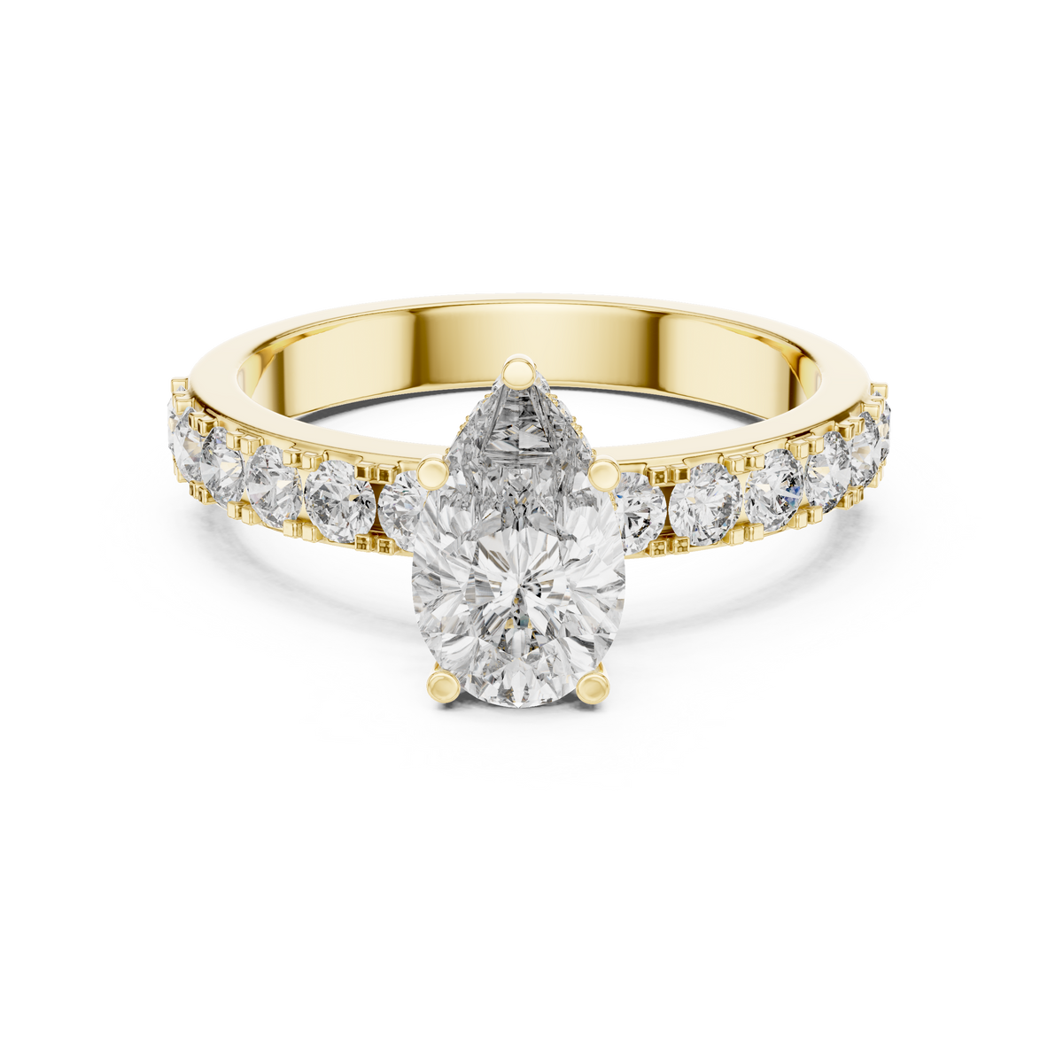 1.10 CT Pear-Cut Engagement Ring with Pavé Accents | 925 Sterling Silver