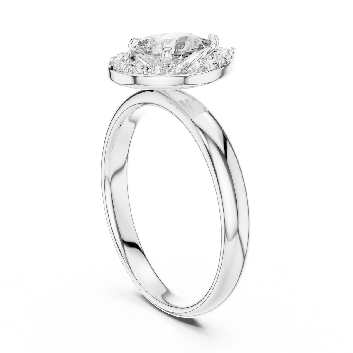 0.70 CT Pear-Cut Halo Engagement Ring | 925 Sterling Silver