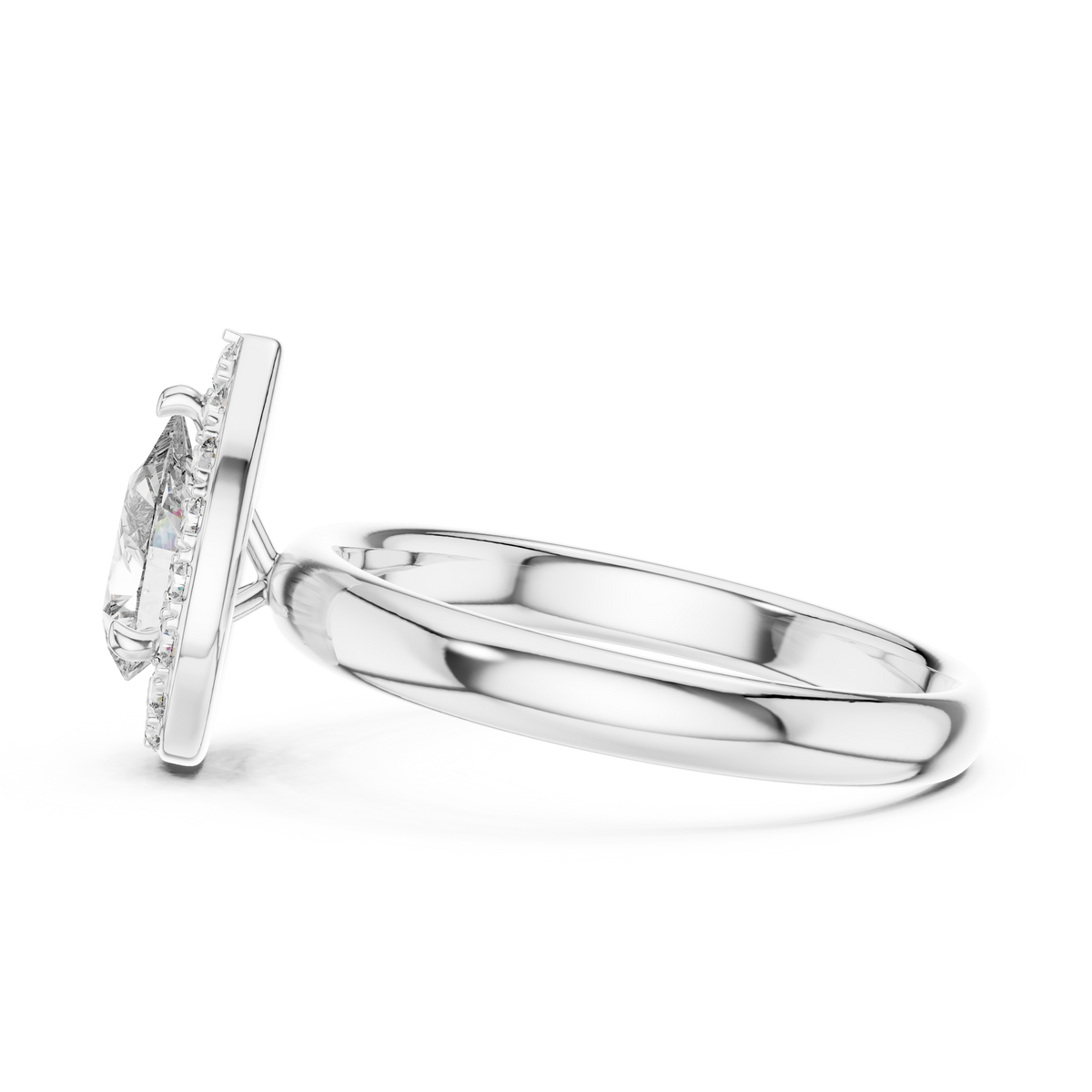 0.70 CT Pear-Cut Halo Engagement Ring | 925 Sterling Silver