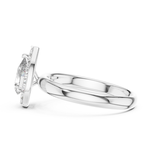 0.70 CT Pear-Cut Halo Engagement Ring | 925 Sterling Silver