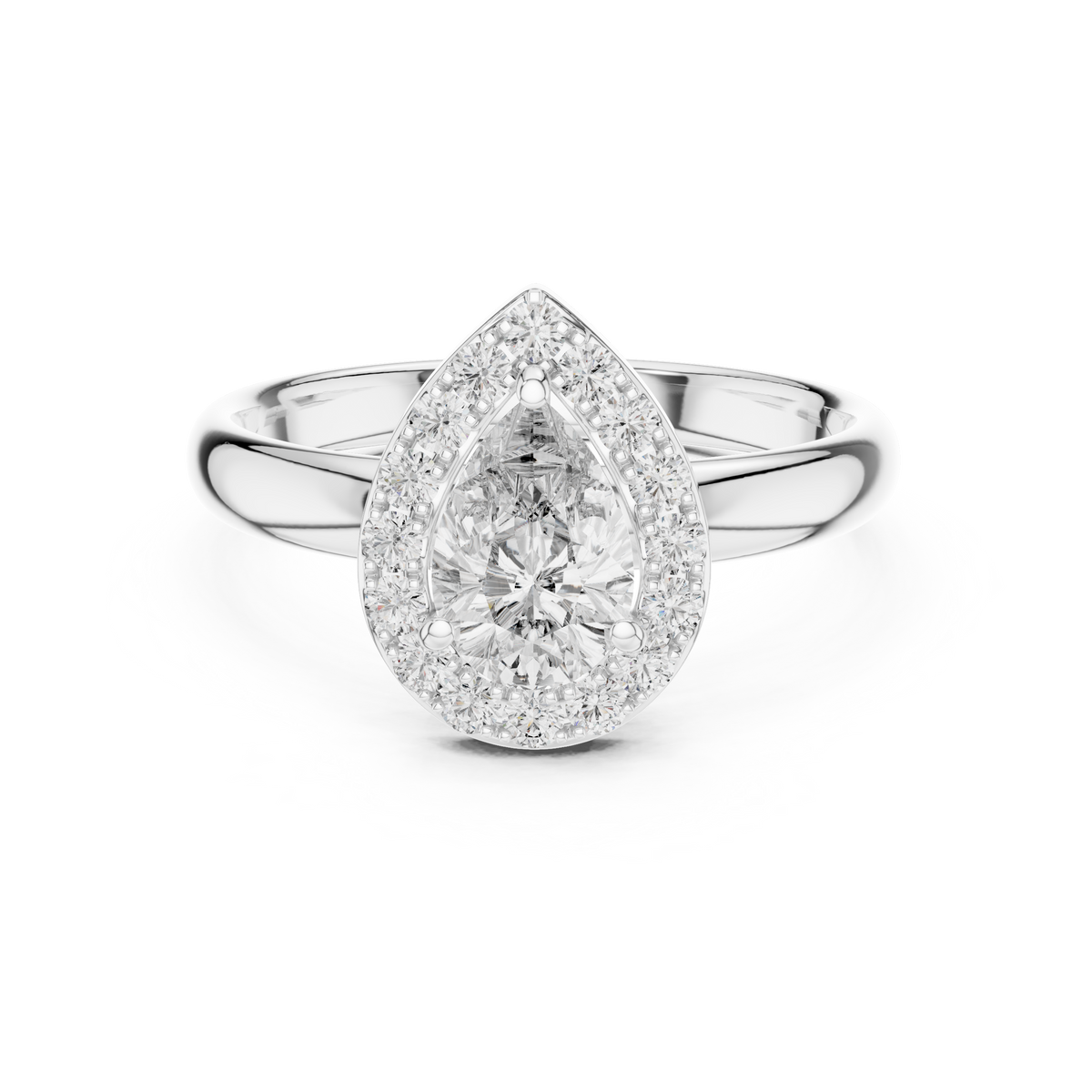 0.70 CT Pear-Cut Halo Engagement Ring | 925 Sterling Silver