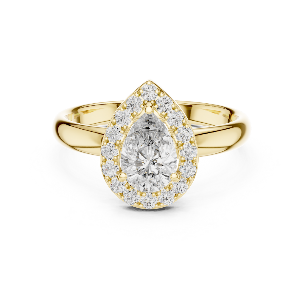 0.70 CT Pear-Cut Halo Engagement Ring | 925 Sterling Silver