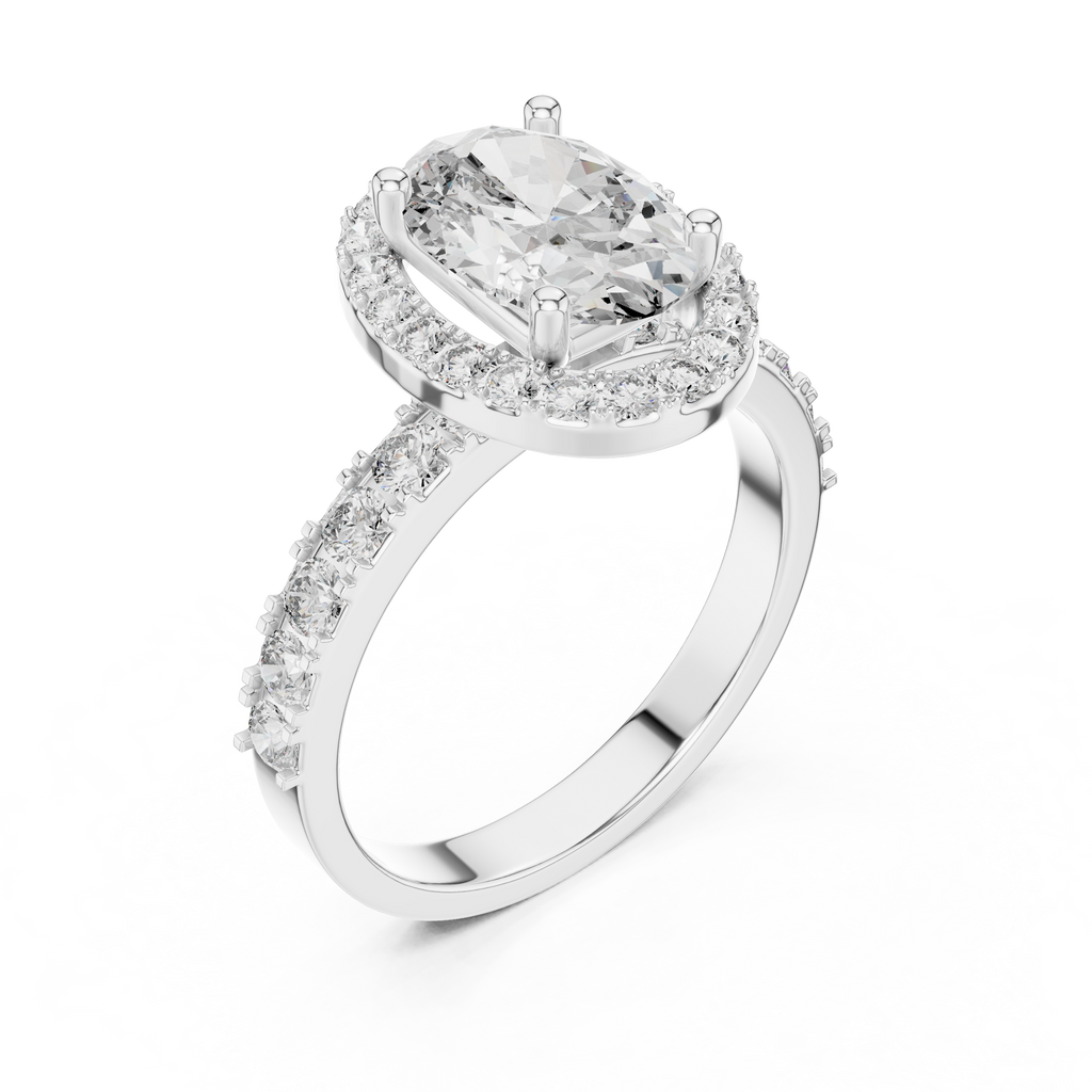 1.60 CT Oval Double Halo Engagement Ring | 925 Sterling Silver