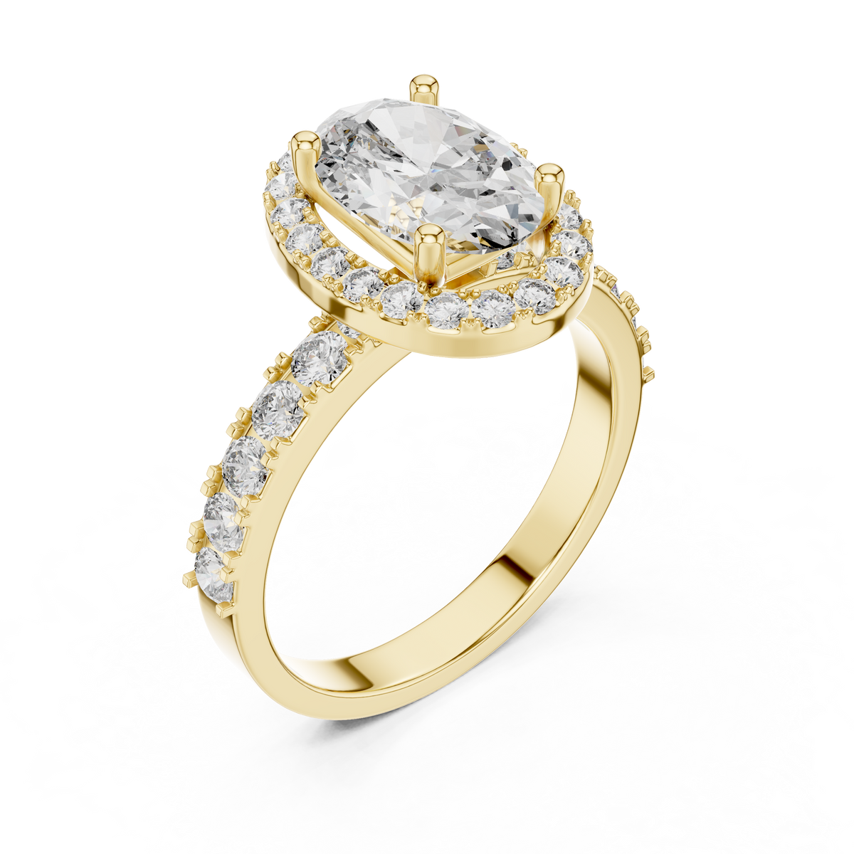 1.60 CT Oval Double Halo Engagement Ring | 925 Sterling Silver