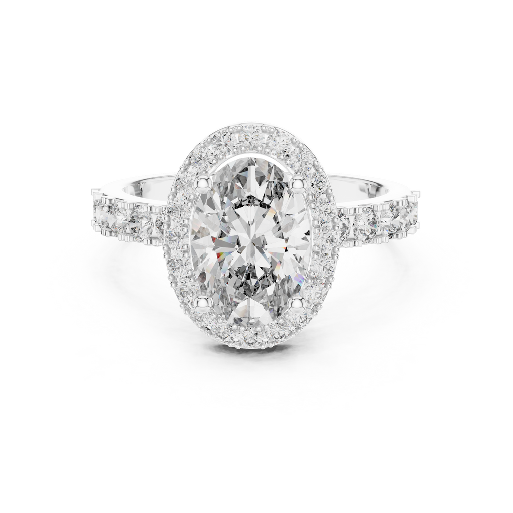 1.60 CT Oval Double Halo Engagement Ring | 925 Sterling Silver