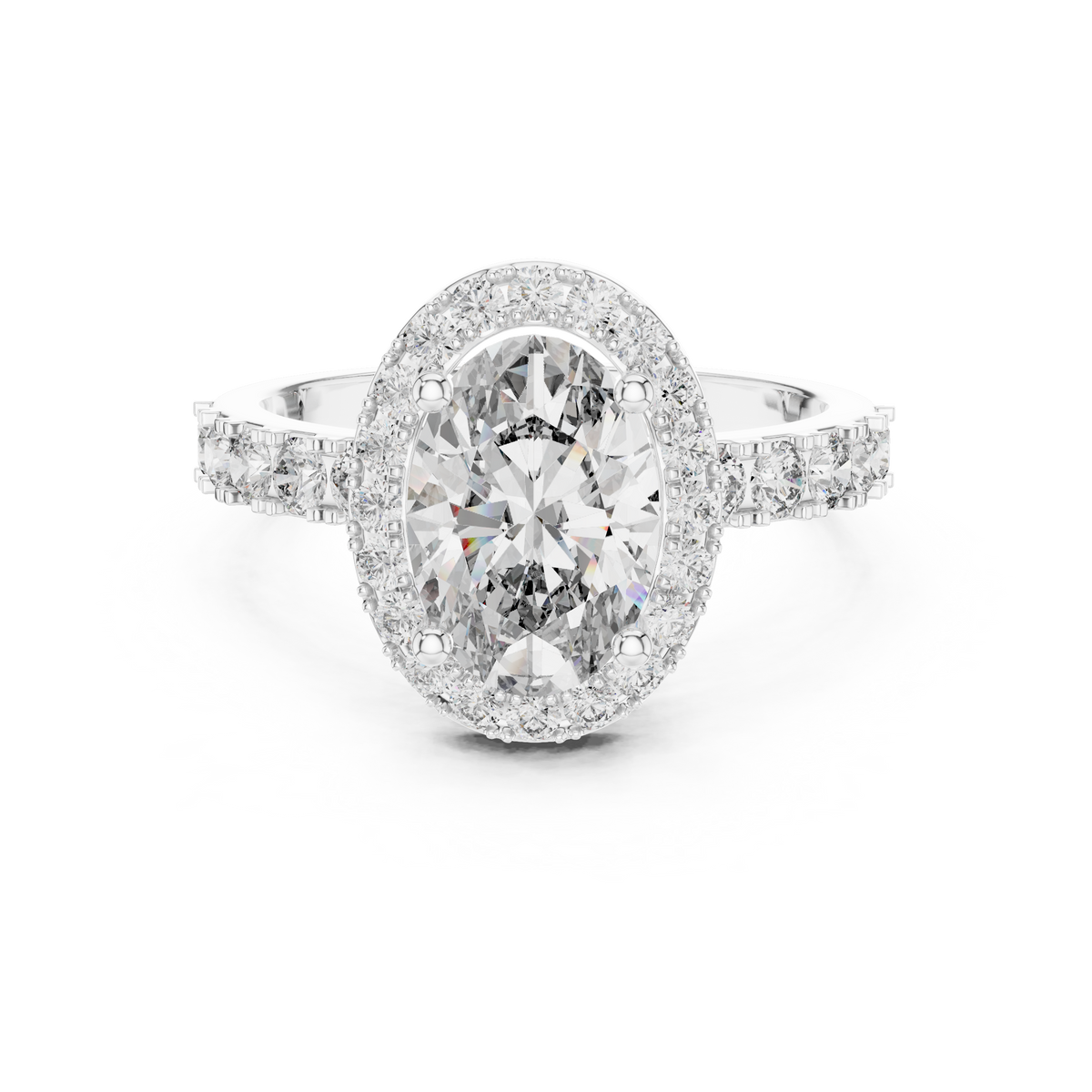 1.60 CT Oval Double Halo Engagement Ring | 925 Sterling Silver