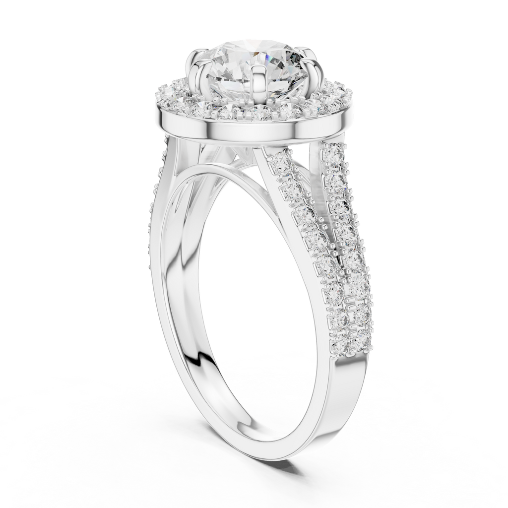 1.25 CT Round Double Halo Engagement Ring | 925 Sterling Silver