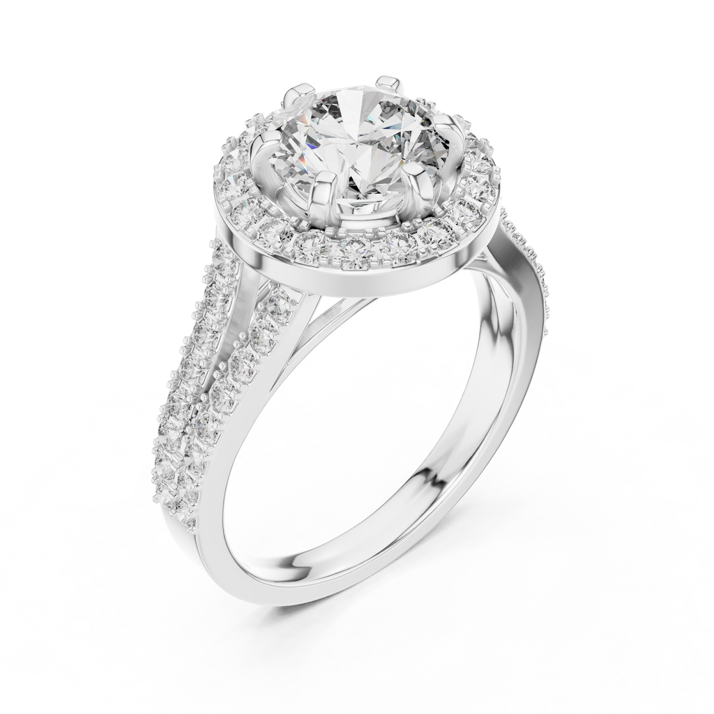 1.25 CT Round Double Halo Engagement Ring | 925 Sterling Silver