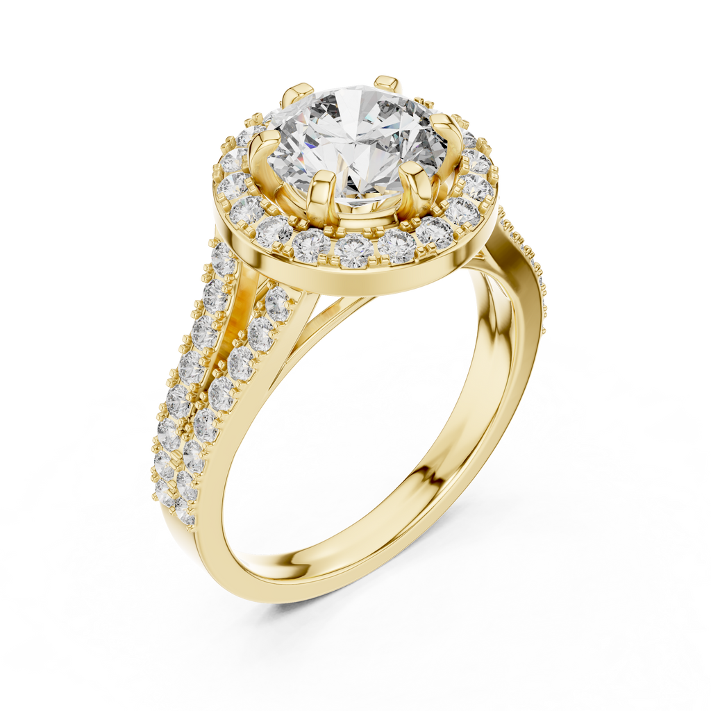 1.25 CT Round Double Halo Engagement Ring | 925 Sterling Silver