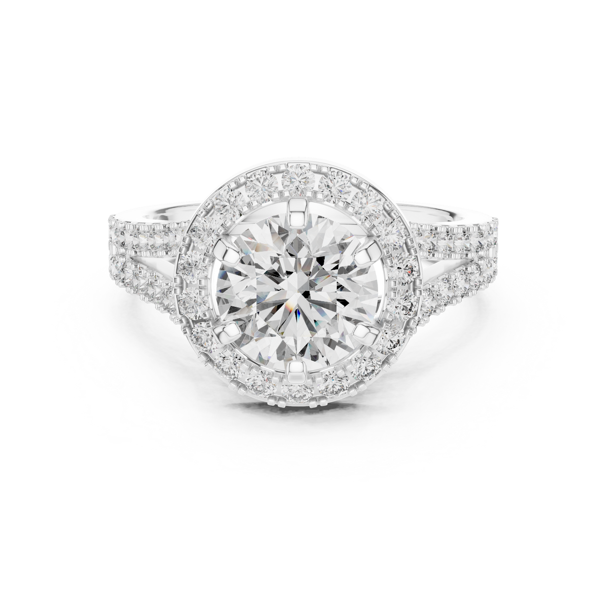 1.25 CT Round Double Halo Engagement Ring | 925 Sterling Silver