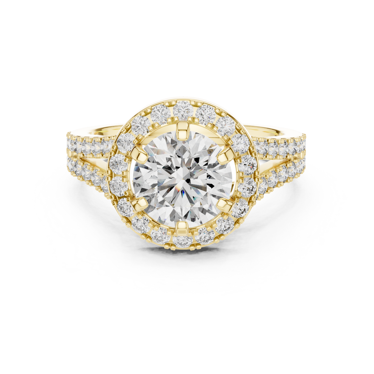 1.25 CT Round Double Halo Engagement Ring | 925 Sterling Silver