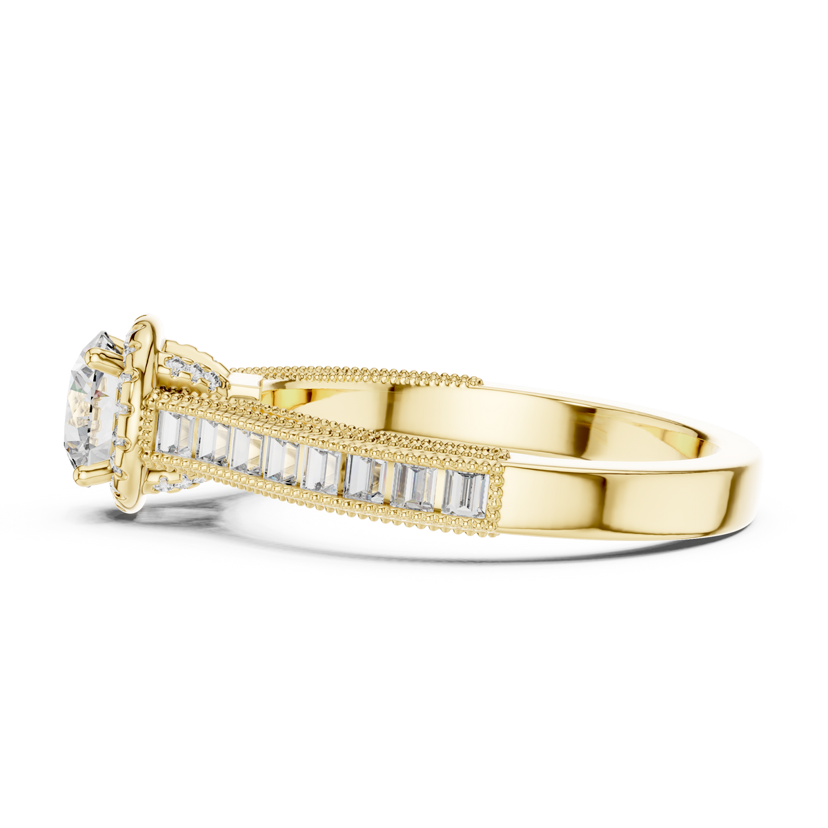 0.65 CT Round Baguette Engagement Ring | 925 Sterling Silver