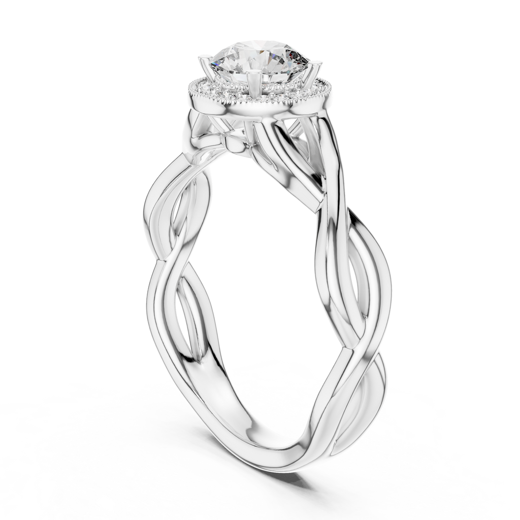 0.70 CT Twisted Solitaire Engagement Ring | 925 Sterling Silver