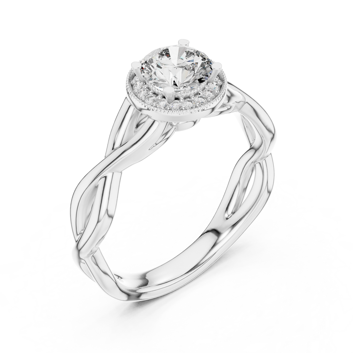 0.70 CT Twisted Solitaire Engagement Ring | 925 Sterling Silver