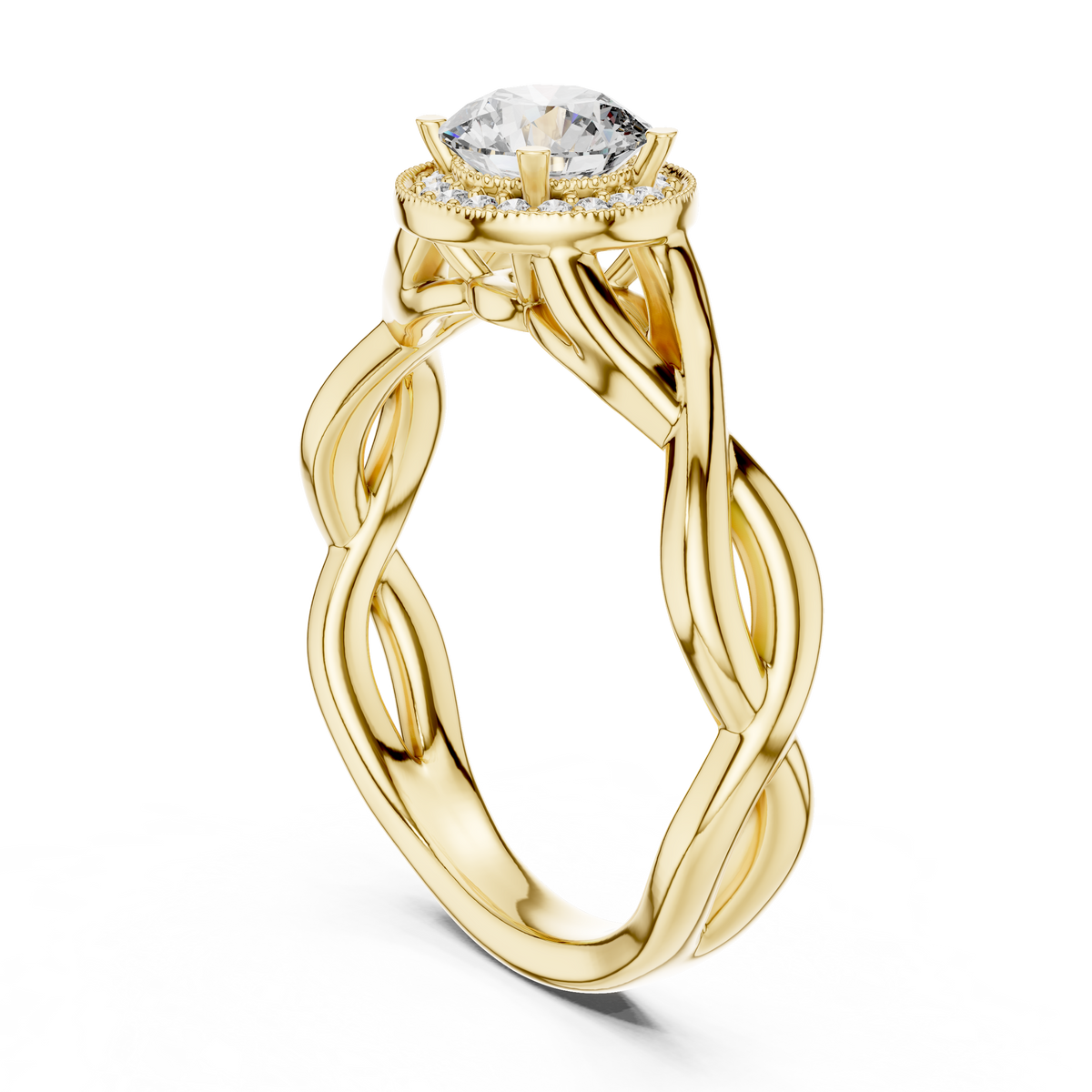 0.70 CT Twisted Solitaire Engagement Ring | 925 Sterling Silver