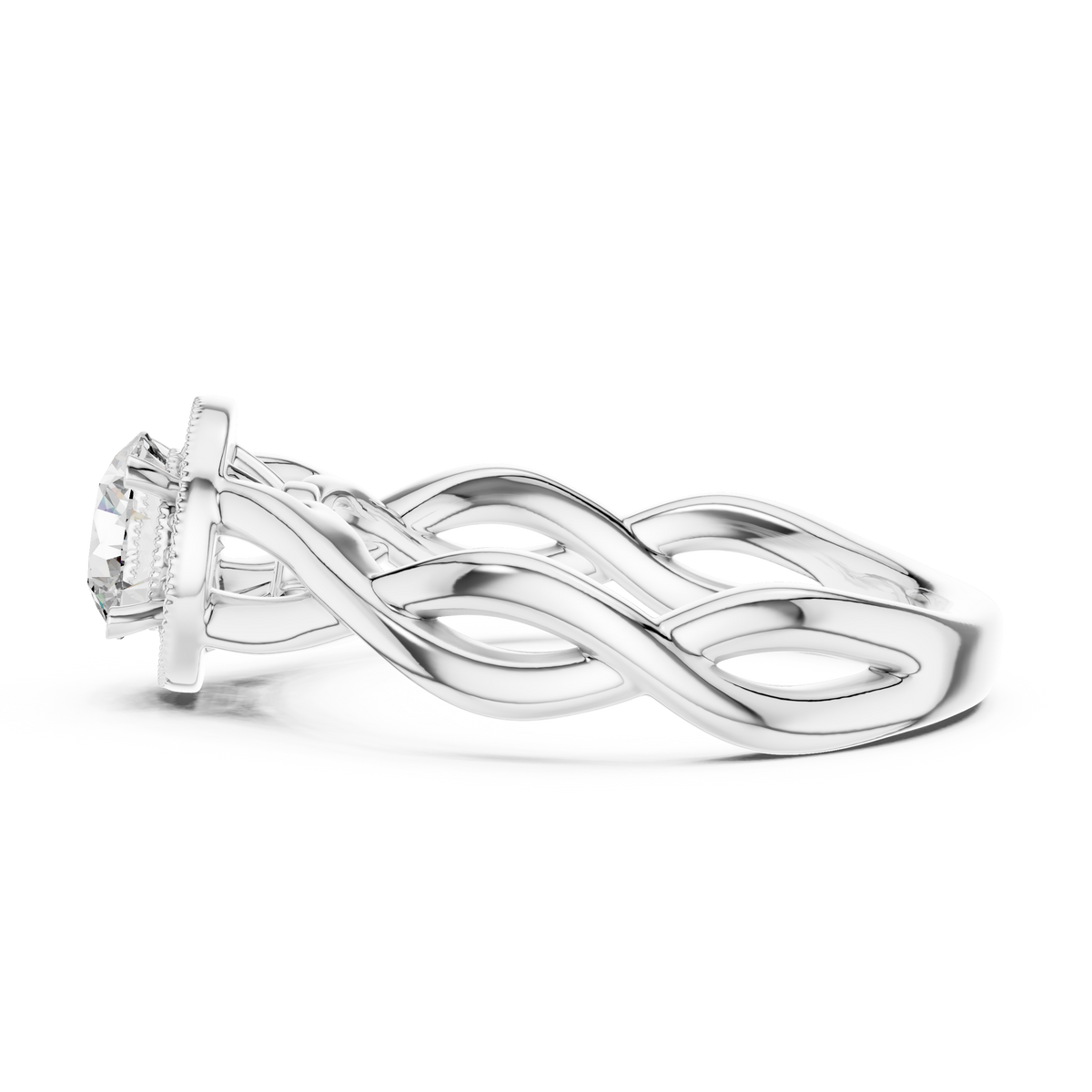0.70 CT Twisted Solitaire Engagement Ring | 925 Sterling Silver