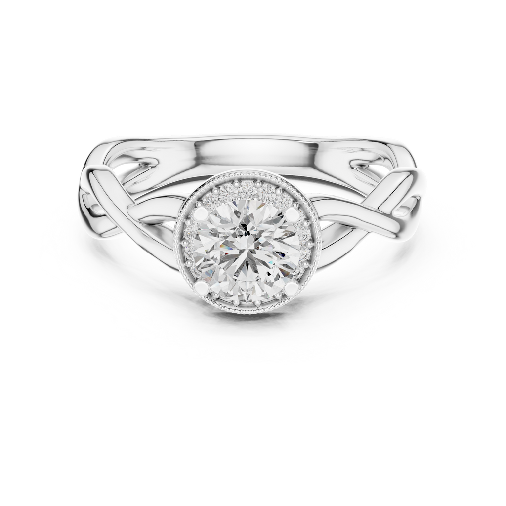 0.70 CT Twisted Solitaire Engagement Ring | 925 Sterling Silver