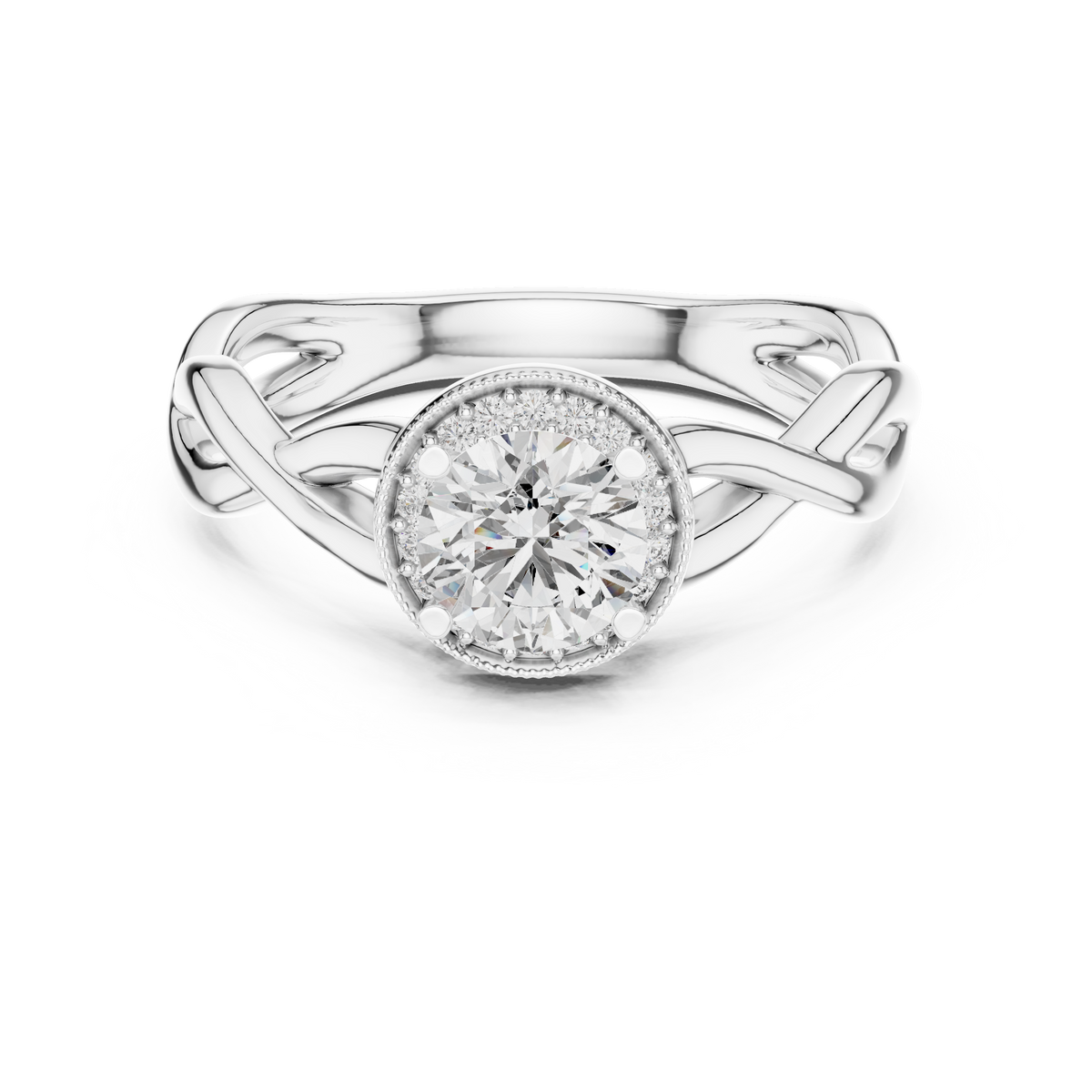 0.70 CT Twisted Solitaire Engagement Ring | 925 Sterling Silver