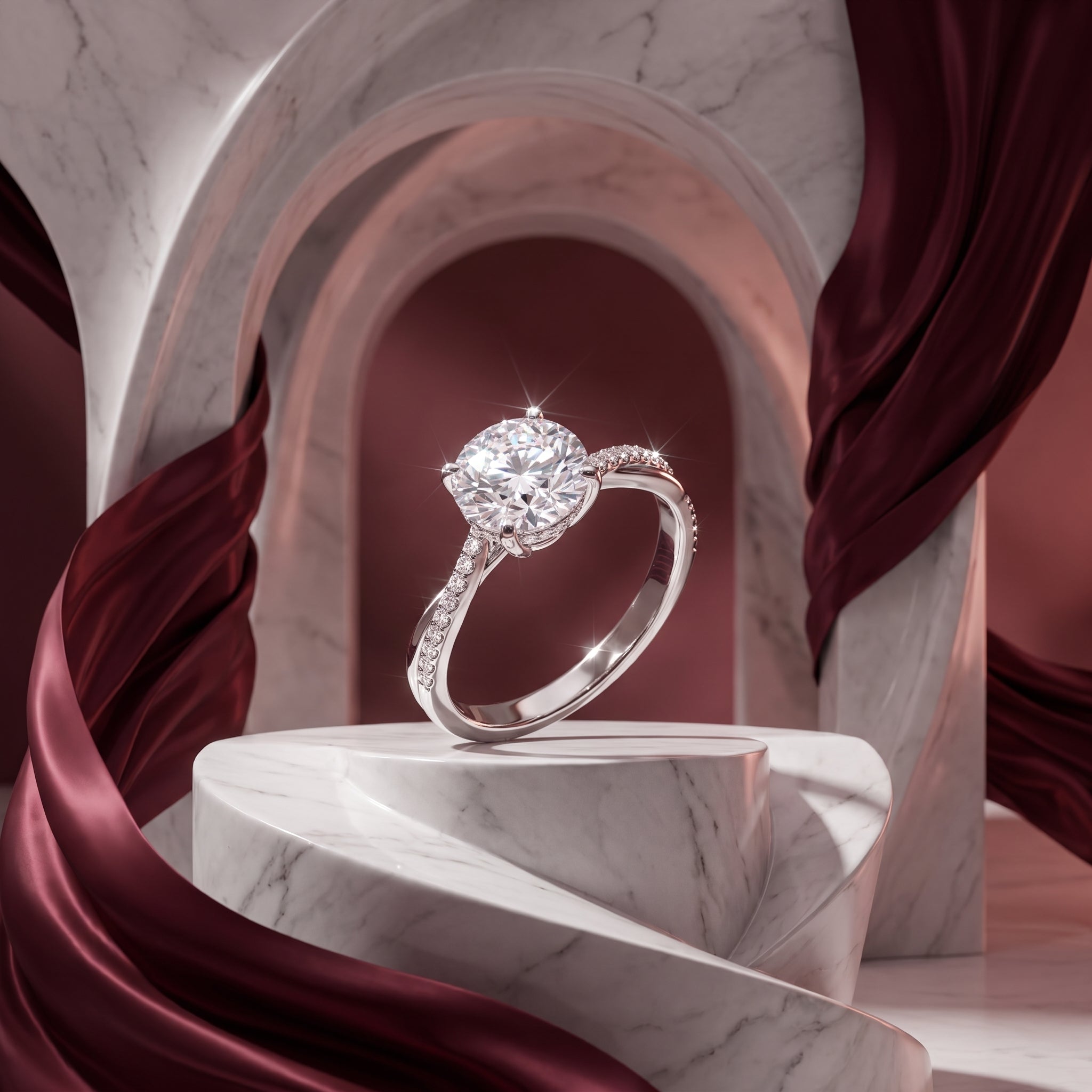 Aurielle Twisted Pavé Solitaire Moissanite Engagement Ring